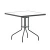 Flash Furniture Barker 31.5'' Silver Square Tempered Glass Metal Table TLH-073A-2-SV-GG